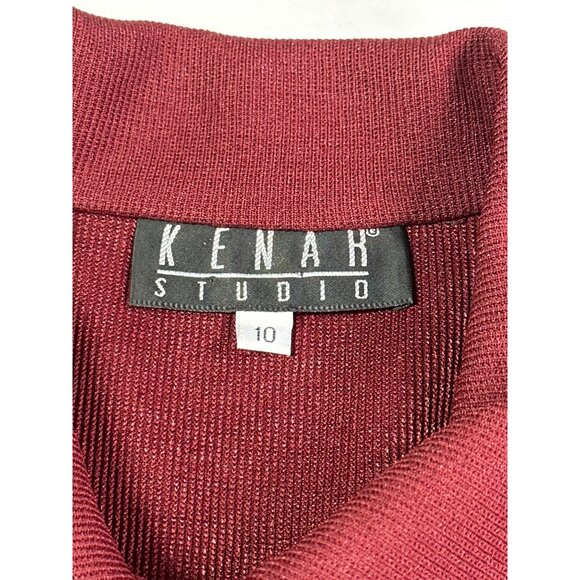 Vintage Kenar Studio Womens Size 10 Burgundy Ribbed Button Top with Necklace - Picture 6 of 8